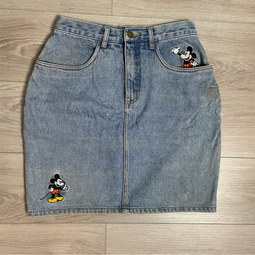 1990s Peace Love Mickey Mouse Denim Skirt The Disney Store